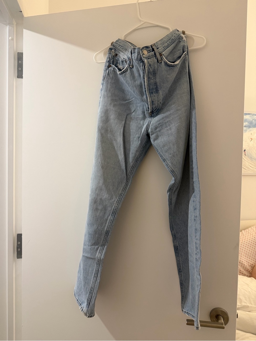Agolde light denim mom jeans